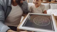 Father and son with a star map