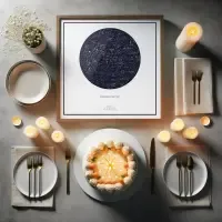 A star map print next to birthday prep.